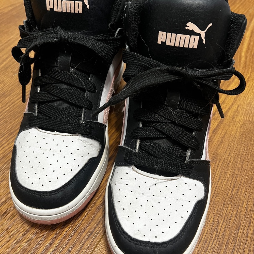 Puma Black and White High-Top Sneakers